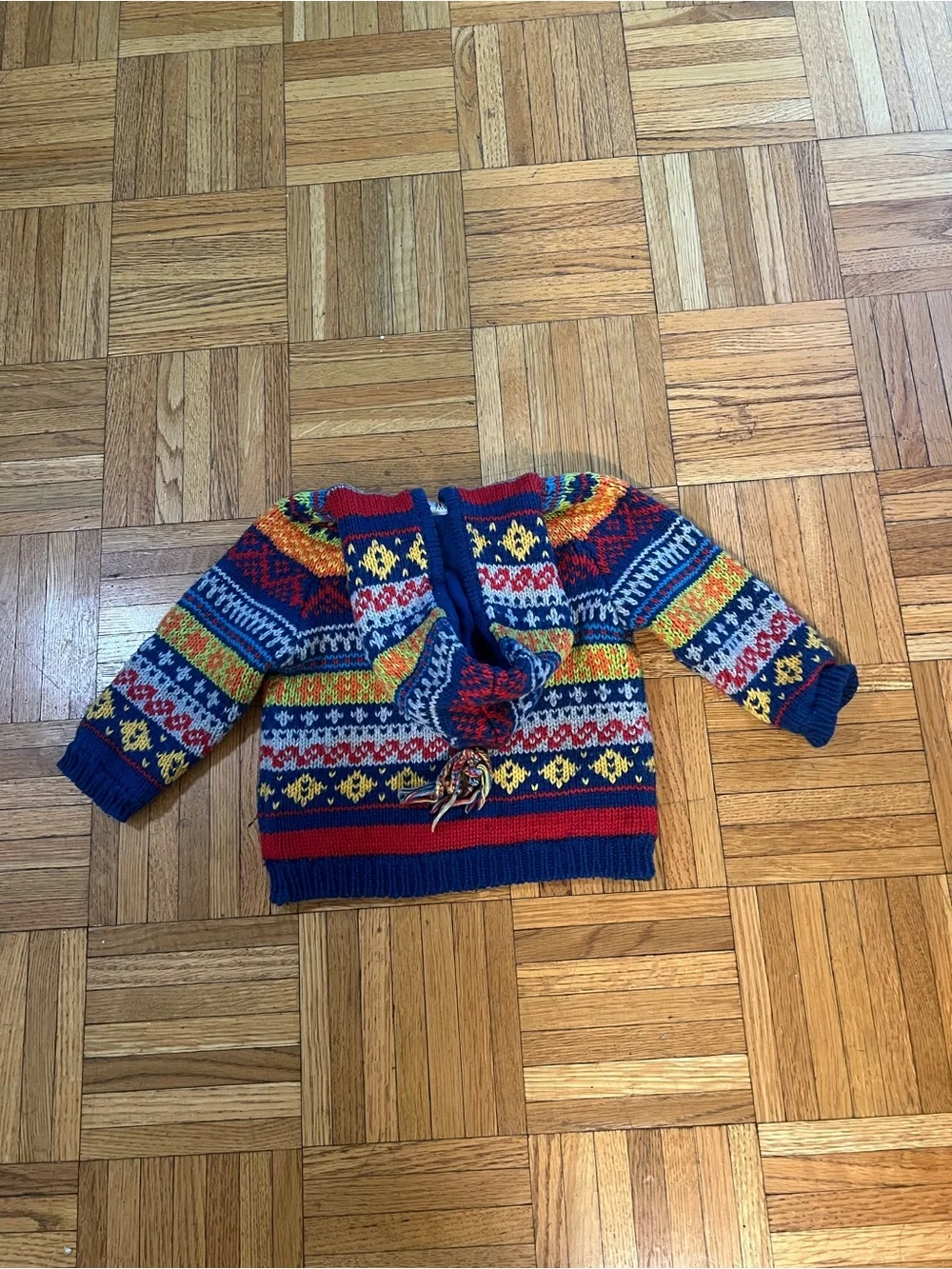 Baby GAP Multicolor Hooded Fair Isle Knit Cardigan - Size 12-18 months